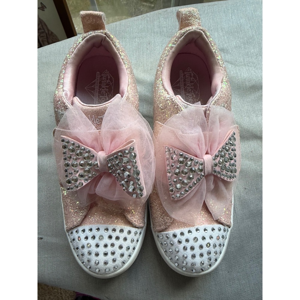 Skechers Twinkle Toes Sz 2 Diamond Collection Pink Glitter Light Up Shoes Kids